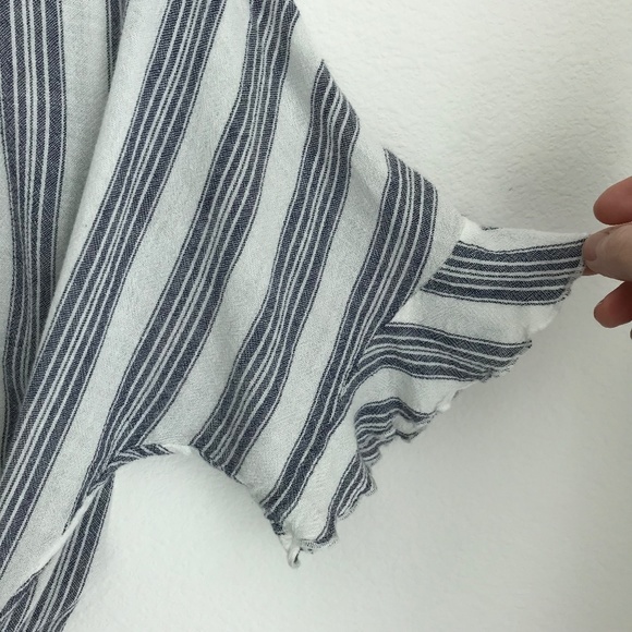 Rails Athena Stanton Striped Cropped V-Neck Wrap Top Size S Short Ruffle Sleeve - Picture 5 of 9